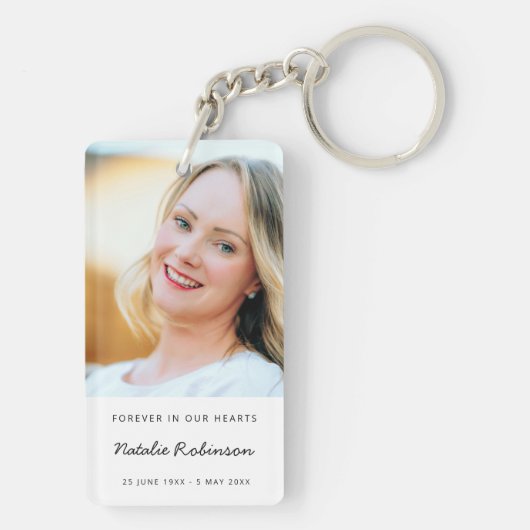 Foto | Moderne Skriptbeerdigung Keepake Schlüsselanhänger (Rückseite)