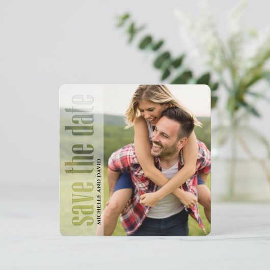 Foto Moderne Typografie - QR-Code Save the Date (Stehend Vorderseite)