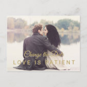 Foto Moderne Veränderung Datum Hochzeitverschiebun Postkarte (Vorderseite)