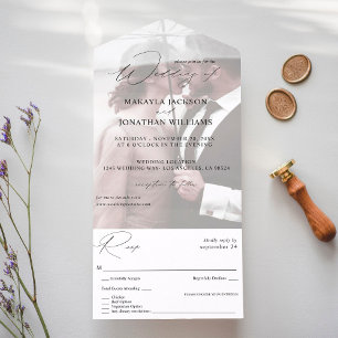 Foto Moderne Vertikale 4 Hochzeit All In One Einladung