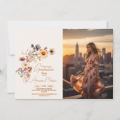 Foto Moderne Wildblume Abschluss Einladung (Vorderseite)