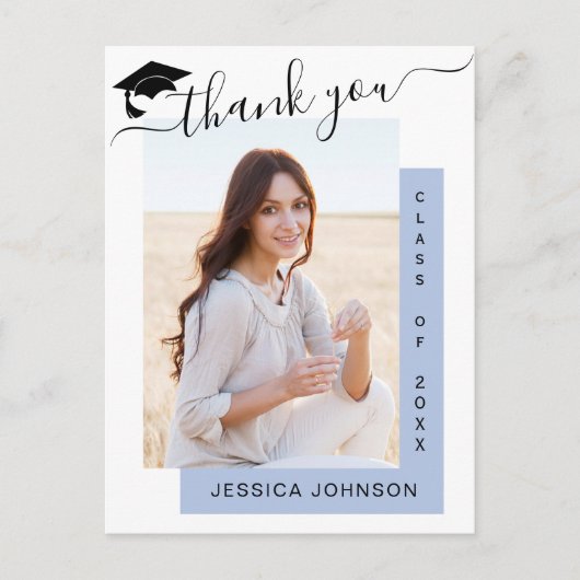 FOTO Moderner Eleganter Abschluss Danke Postcar Postkarte (Vorderseite)