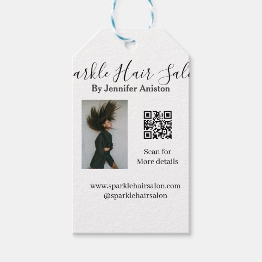 Foto Moderner Friseursalon Kleinunternehmen QR-Cod Geschenkanhänger (Vorderseite)