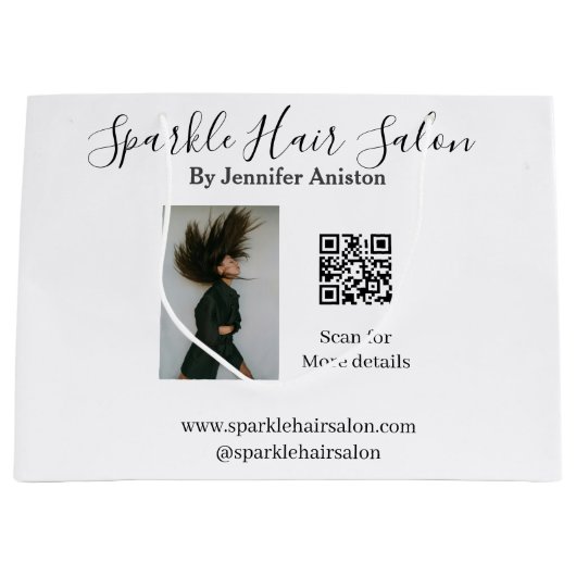 Foto Moderner Friseursalon Kleinunternehmen QR-Cod Große Geschenktüte (Vorderseite)