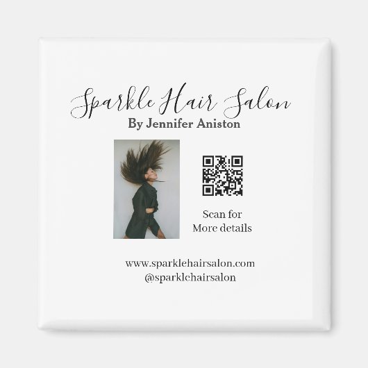 Foto Moderner Friseursalon Kleinunternehmen QR-Cod Magnet (Vorne)