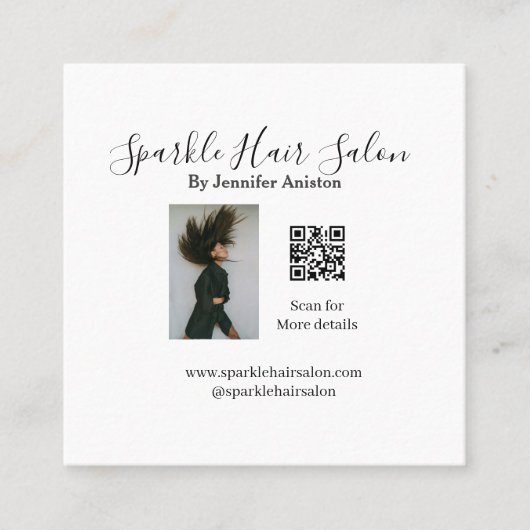 Foto Moderner Friseursalon Kleinunternehmen QR-Cod Quadratische Visitenkarte (Vorderseite)