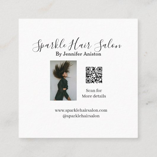 Foto Moderner Friseursalon Kleinunternehmen QR-Cod Quadratische Visitenkarte (Rückseite)