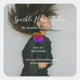 Foto Moderner Friseursalon Kleinunternehmen QR-Cod Quadratischer Aufkleber