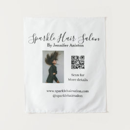 Foto Moderner Friseursalon Kleinunternehmen QR-Cod Wandteppich