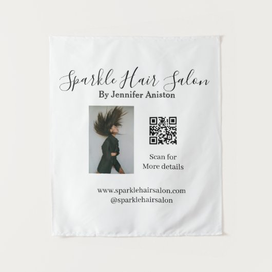 Foto Moderner Friseursalon Kleinunternehmen QR-Cod Wandteppich (Vorderseite)