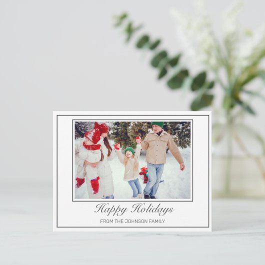 Foto Moderner Minimalistischer Urlaub Gruß Ankündigungspostkarte (Stehend Vorderseite)