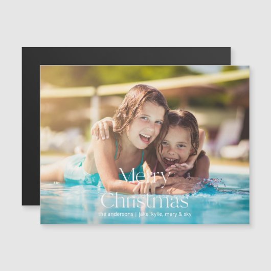 Foto Moderner Schriftart Weihnachten Magnetkarte (Vorne/Hinten)