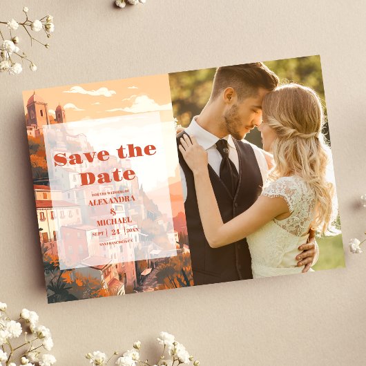 Foto Modernes Elegantes Italien Hochzeit in Urlaub Save The Date