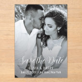 Foto Modernes, elegantes Skript Save the Date Acryleinladungen (Vorderseite)