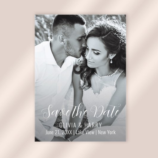 Foto Modernes, elegantes Skript Save the Date Acryleinladungen