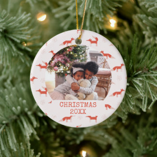 Foto Modernes Fox Muster Weihnachten Keramik Ornament