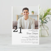 Foto Modernes Minimalistisch 21. Geburtstag Einladung (Stehend Vorderseite)