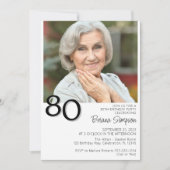 Foto Modernes Minimalistisch 80. Geburtstag Einladung (Vorderseite)