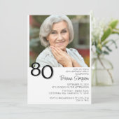 Foto Modernes Minimalistisch 80. Geburtstag Einladung (Stehend Vorderseite)