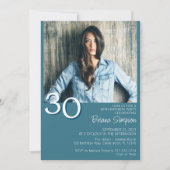 Foto Modernes Minimalistisches Aquamarin 30. Gebur Einladung (Vorderseite)