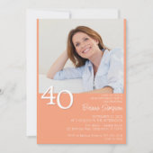 Foto Modernes Minimalistisches Peach 40. Geburtsta Einladung (Vorderseite)