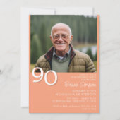 Foto Modernes Minimalistisches Peach 90. Geburtsta Einladung (Vorderseite)