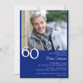 Foto Modernes Minimalistisches Royal Blue 60. Gebu Einladung (Vorderseite)