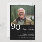 Foto Modernes Minimalistisches Schwarz 90. Geburts Einladung (Vorderseite)