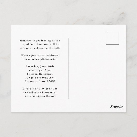 Foto Modernes Portrait Abschluss Ankündigung Postkarte (Rückseite)