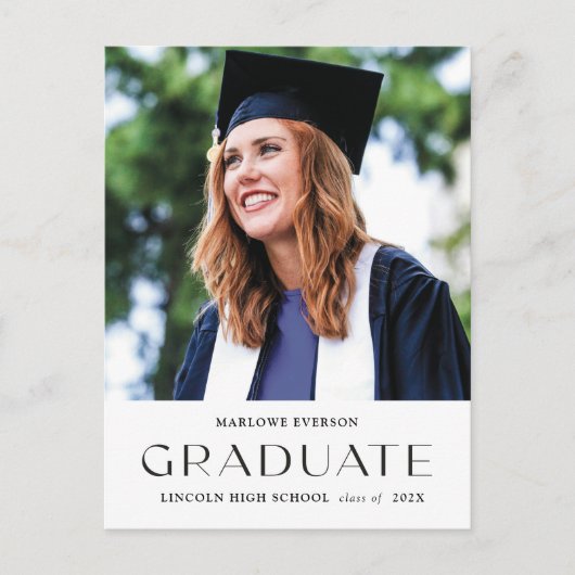 Foto Modernes Portrait Abschluss Ankündigung Postkarte (Vorderseite)