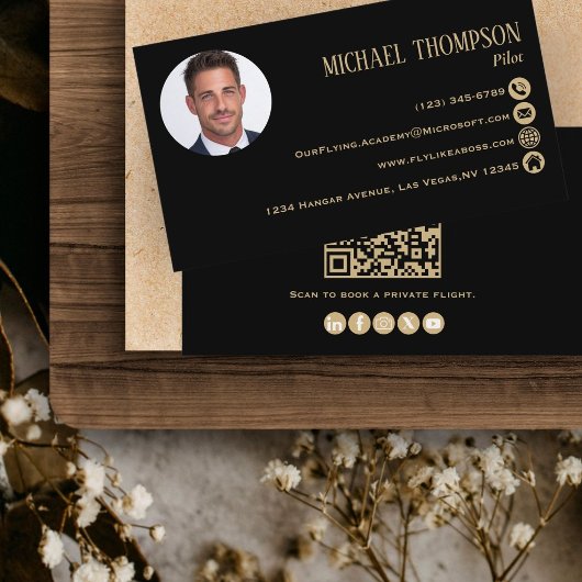Foto Modernes Professionelles QR-Code Schwarz und  Visitenkarte