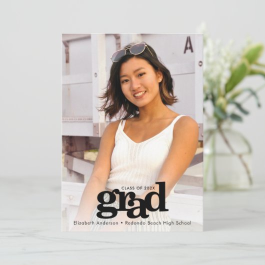 Foto Modernes, Schwarz-weißes Party Einladung (Stehend Vorderseite)