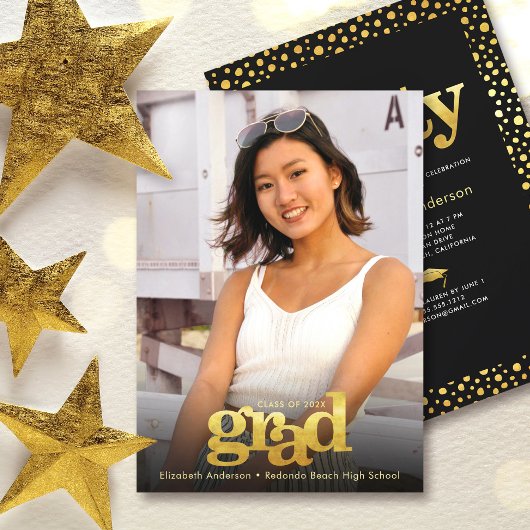 Foto Modernes Schwarzes Gold Party elegant Einladung