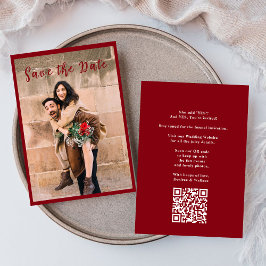 Foto Modernes Script Burgundy Save the Date Einladung