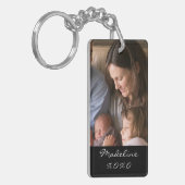 Foto Modernes Skript Monogramm Name Schwarz Schlüsselanhänger (Vorderseite links)