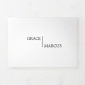 Foto Monogram Bilingual Wedding Blue Dreifach Gefaltete Einladung (Cover)