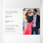 Foto Monogram Bilingual Wedding Blue Dreifach Gefaltete Einladung (Innenseite Mitte)