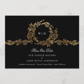 Foto Monogram Black Wappen Classic Gold Wedding Save The Date (Vorderseite)
