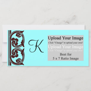 Foto Monogram Chocolate Aquamarin Rack Card Temple