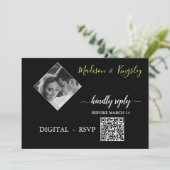 Foto Monogram Edgy Black Fab DIGITAL RSVP CARD Einladung (Stehend Vorderseite)