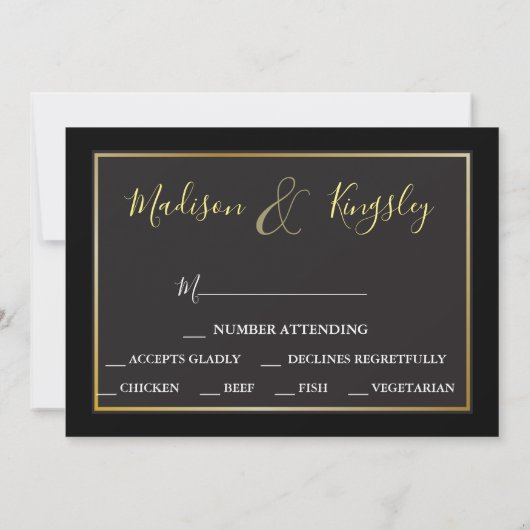 Foto Monogram Edgy Black Fab DIGITAL RSVP CARD Einladung (Rückseite)