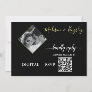 Foto Monogram Edgy Black Fab DIGITAL RSVP CARD Einladung