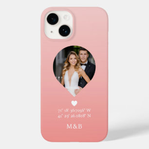 Foto Monogram Romantic Heart Coodinates Modern Case-Mate iPhone 14 Hülle