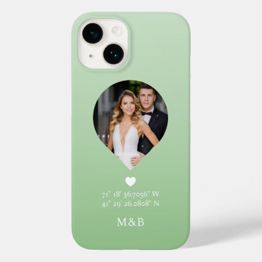 Foto Monogram Romantic Heart Coodinates Modern Case-Mate iPhone Hülle (Rückseite)
