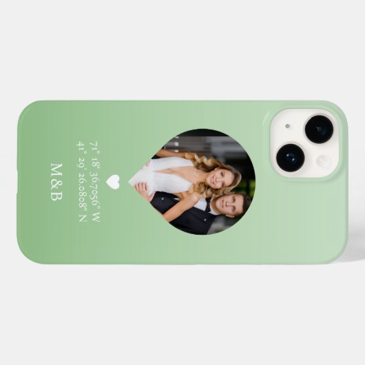 Foto Monogram Romantic Heart Coodinates Modern Case-Mate iPhone Hülle (Rückseite (Horizontal))