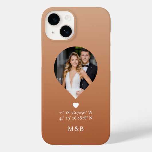 Foto Monogram Romantic Heart Coodinates Modern Case-Mate iPhone Hülle (Rückseite)