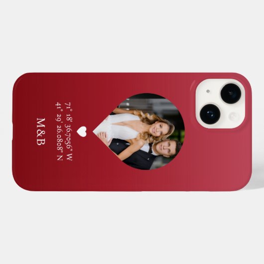 Foto Monogram Romantic Heart Coodinates Modern Case-Mate iPhone Hülle (Rückseite (Horizontal))