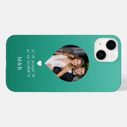 Foto Monogram Romantic Heart Coodinates Modern Case-Mate iPhone Hülle (Rückseite (Horizontal))