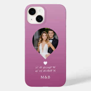 Foto Monogram Romantic Heart Coodinates Modern Case-Mate iPhone 14 Hülle