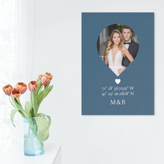 Foto Monogram Romantic Heart Coodinates Modern Leinwanddruck